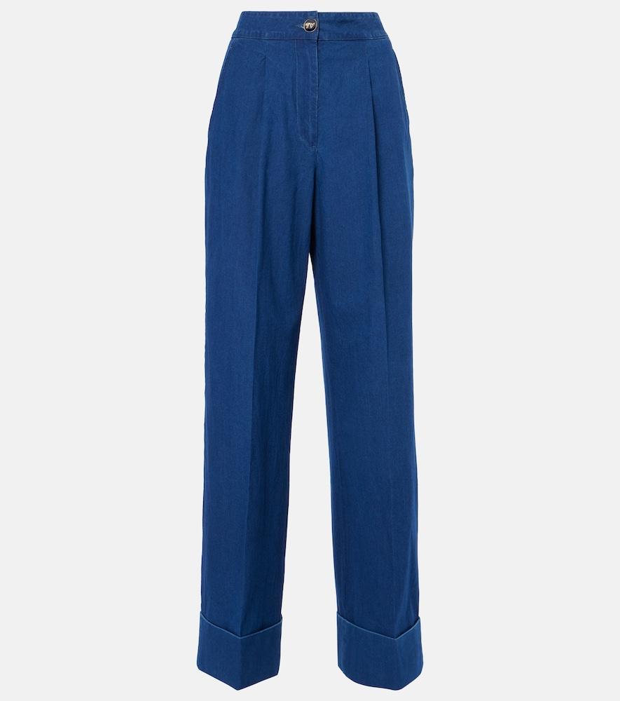 valentino high-rise pleated wide-leg jeans