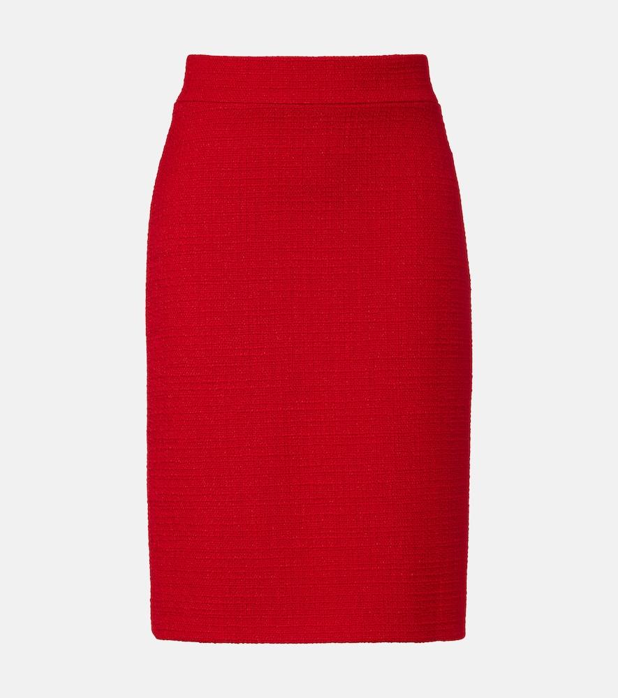 valentino high-rise wool-blend tweed pencil skirt
