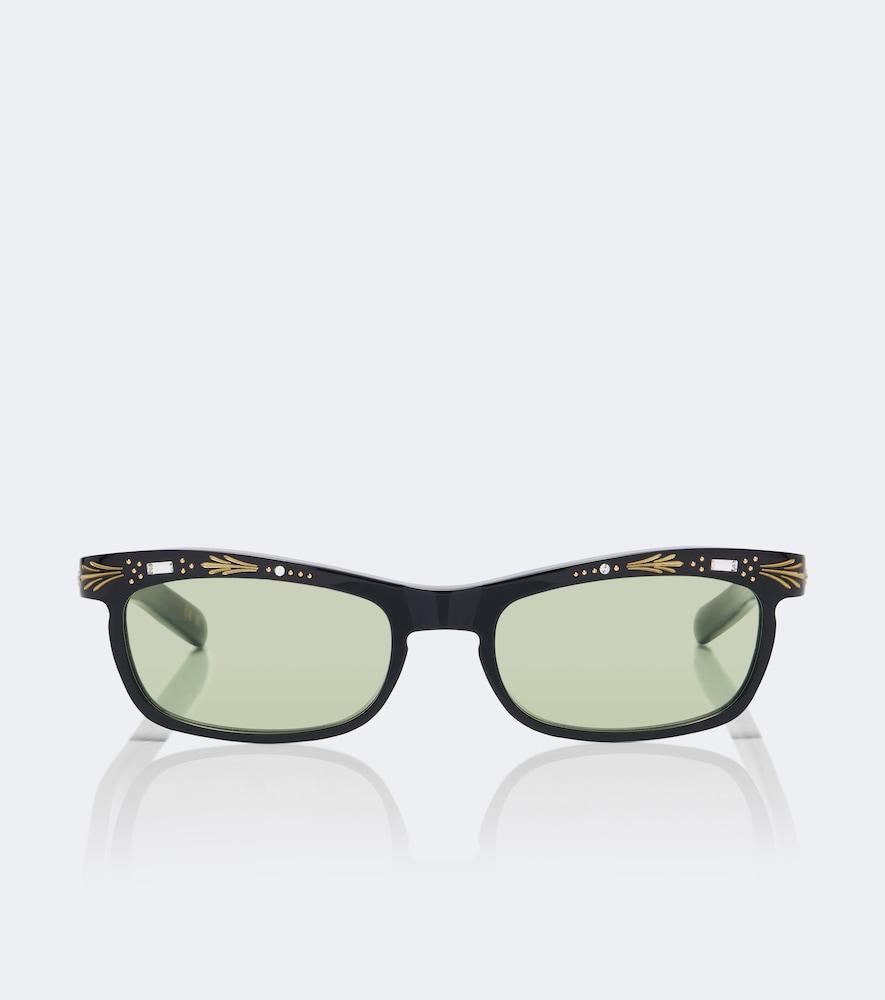 valentino la coureuse embellished rectangular sunglasses