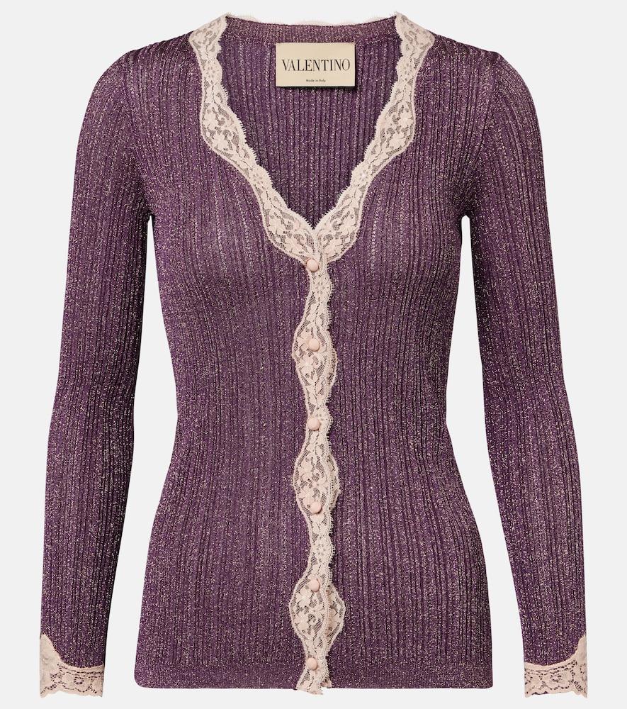 valentino lace-trimmed cardigan