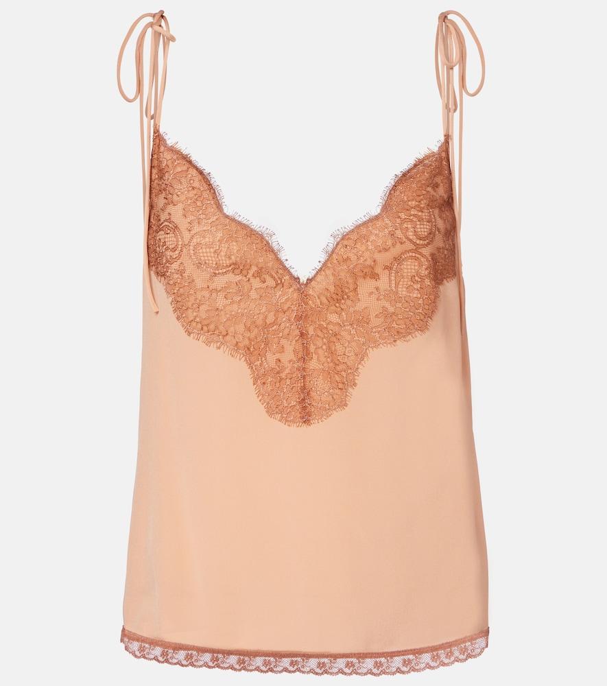 valentino lace-trimmed silk crêpe de chine camisole