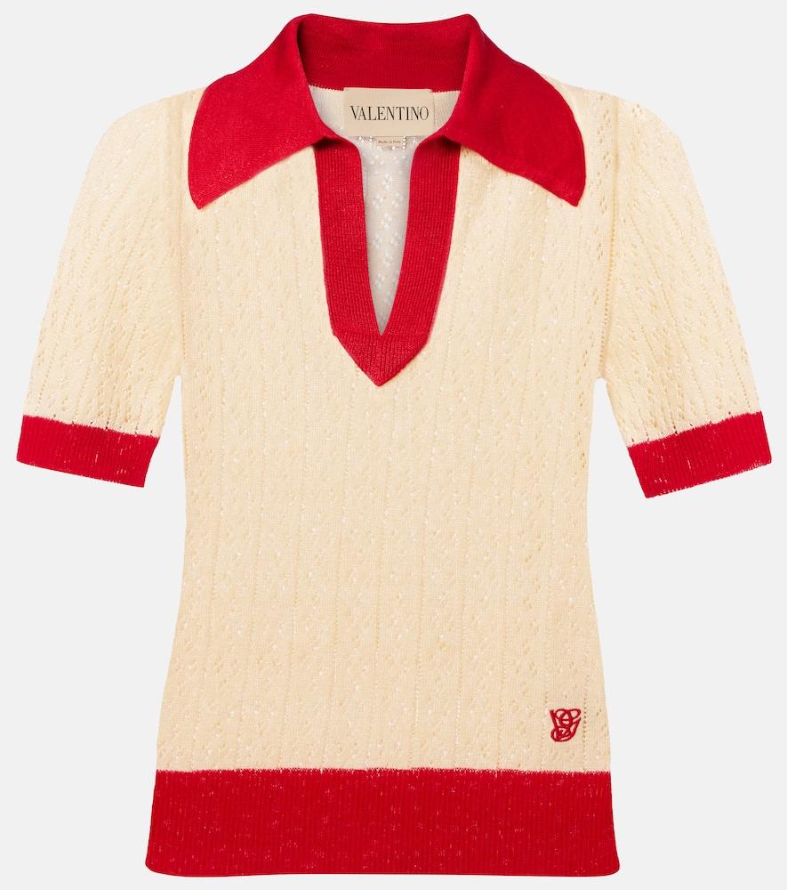 valentino linen-blend polo sweater