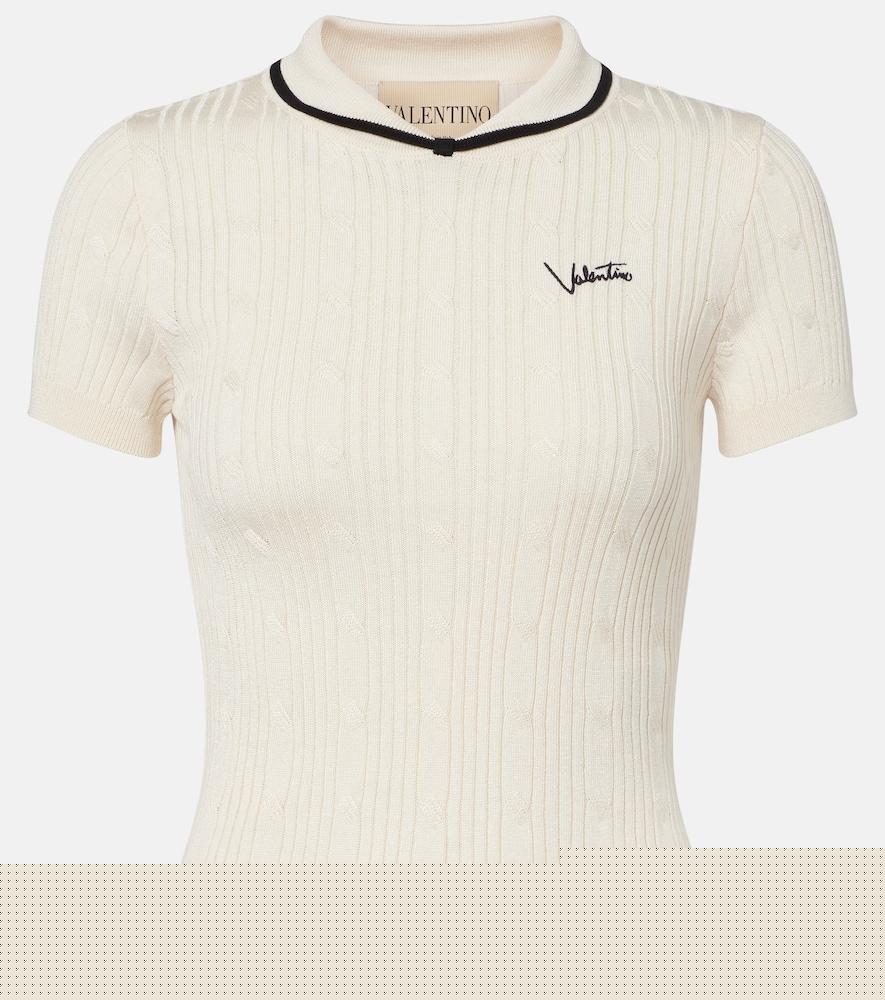 valentino logo cotton-blend top