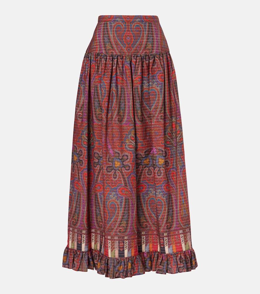 valentino paisley high-rise cotton maxi skirt
