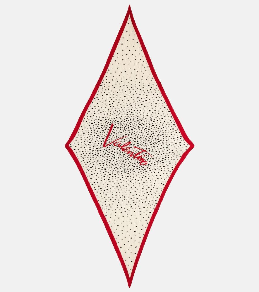 valentino pleated polka-dot silk twill scarf