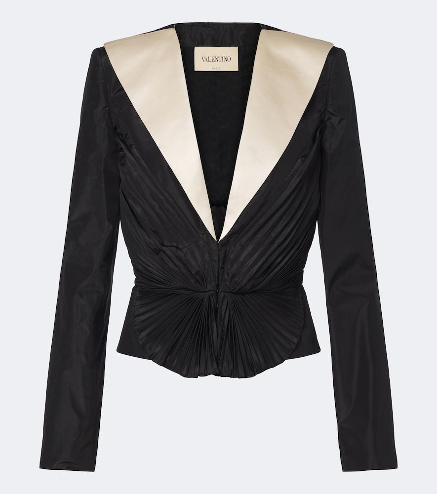 valentino plissé silk taffeta blazer