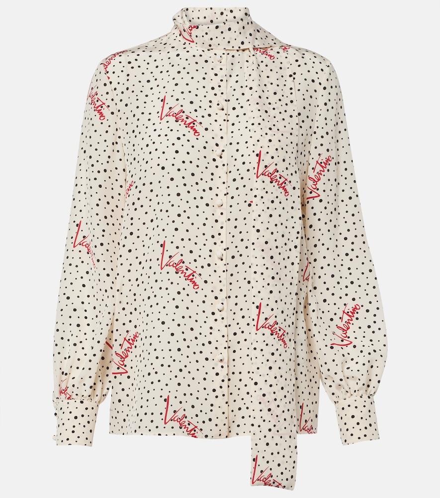 valentino plus de pois silk crêpe de chine shirt
