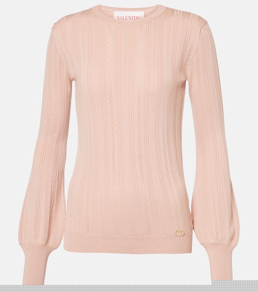 valentino pointelle virgin wool sweater