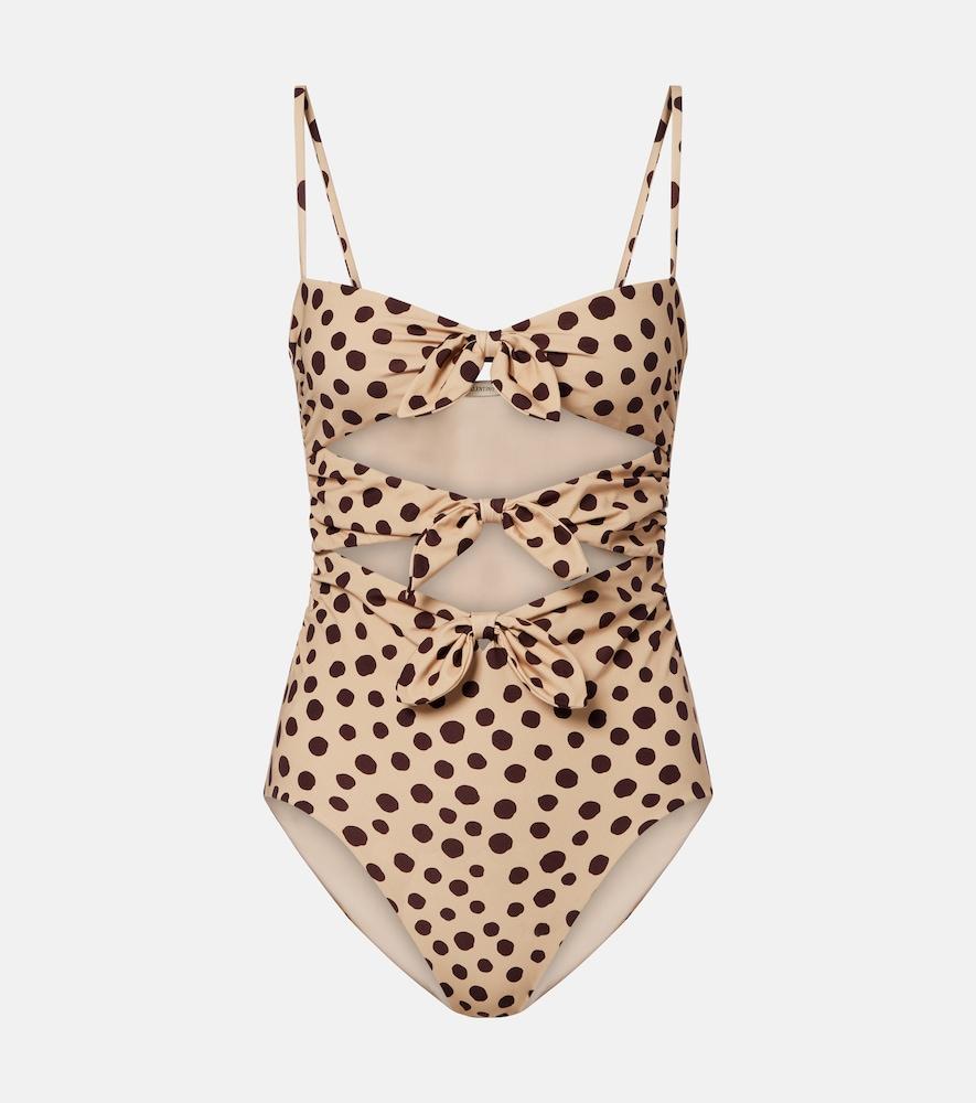 valentino polka-dot cutout swimsuit