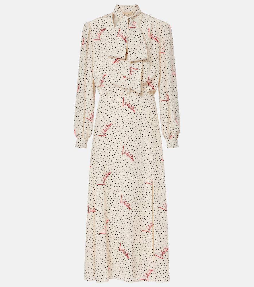 valentino polka-dot silk crêpe de chine midi dress
