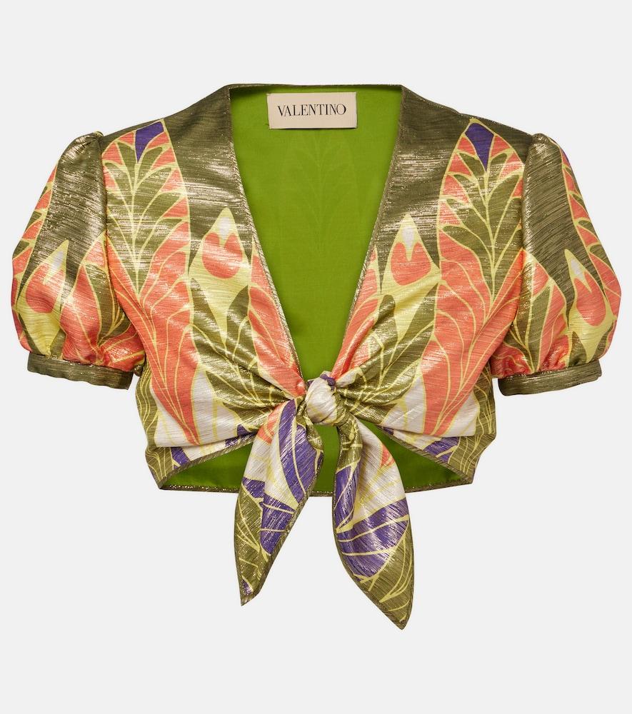 valentino printed silk-blend crop top