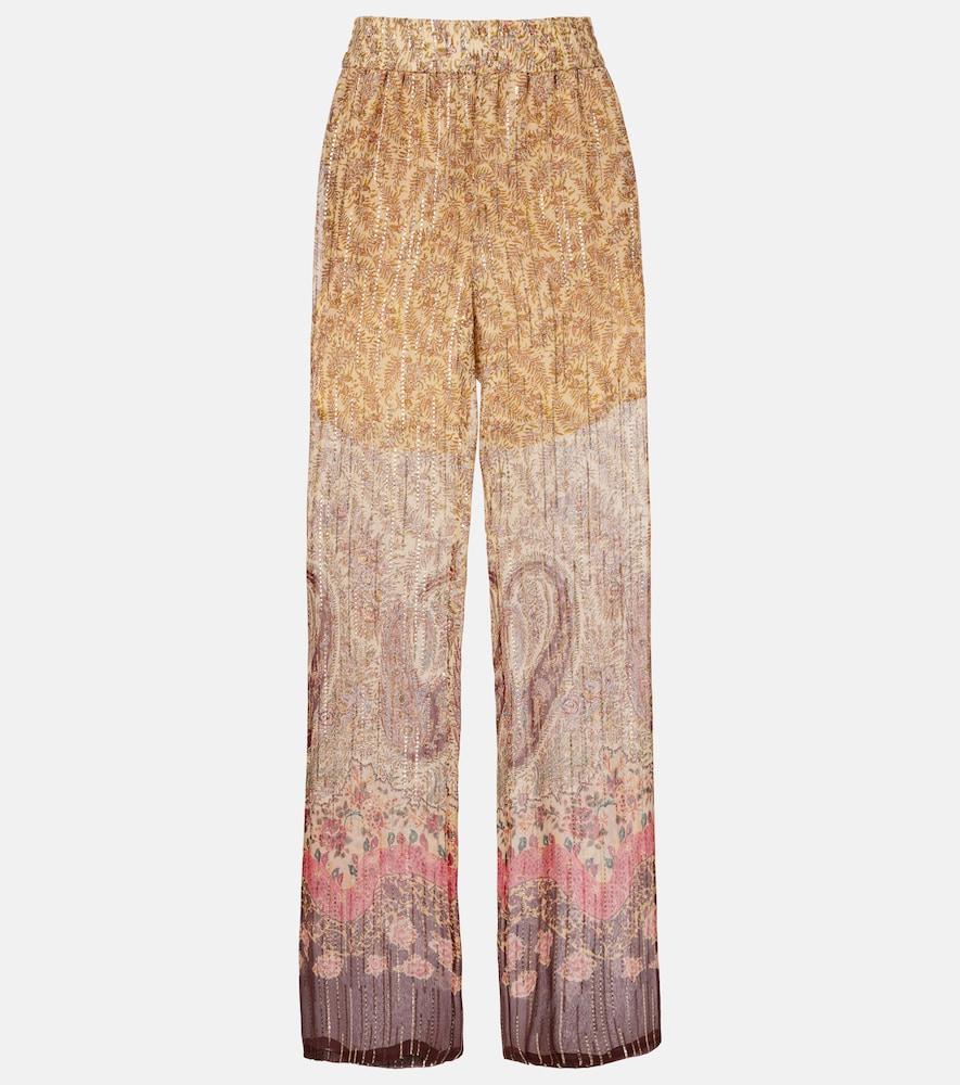 valentino printed silk-blend wide-leg pants