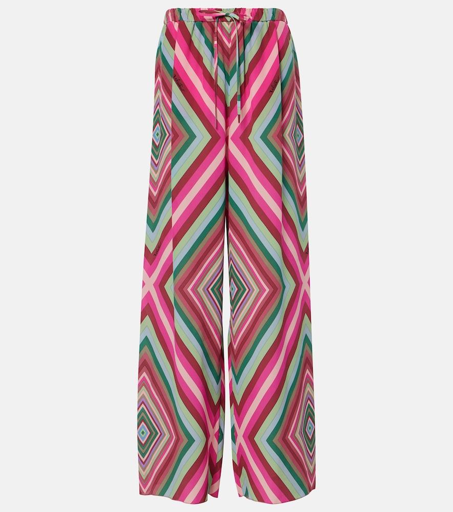 valentino printed silk palazzo pants