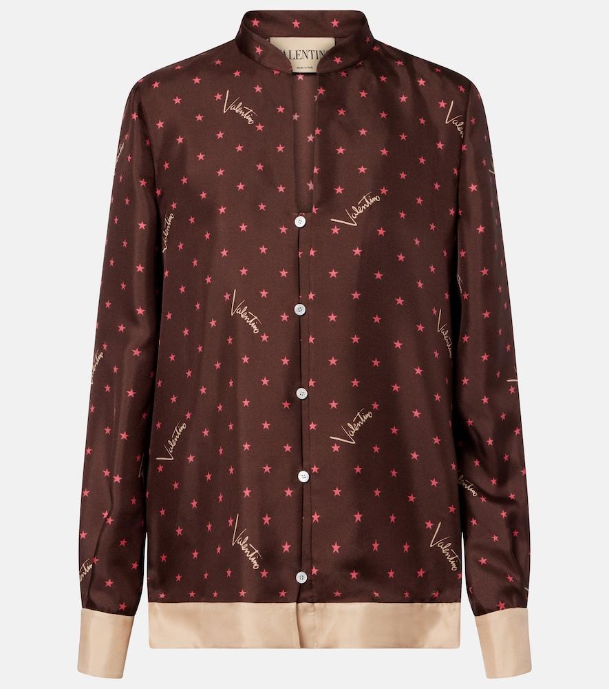 valentino printed silk twill pajama shirt