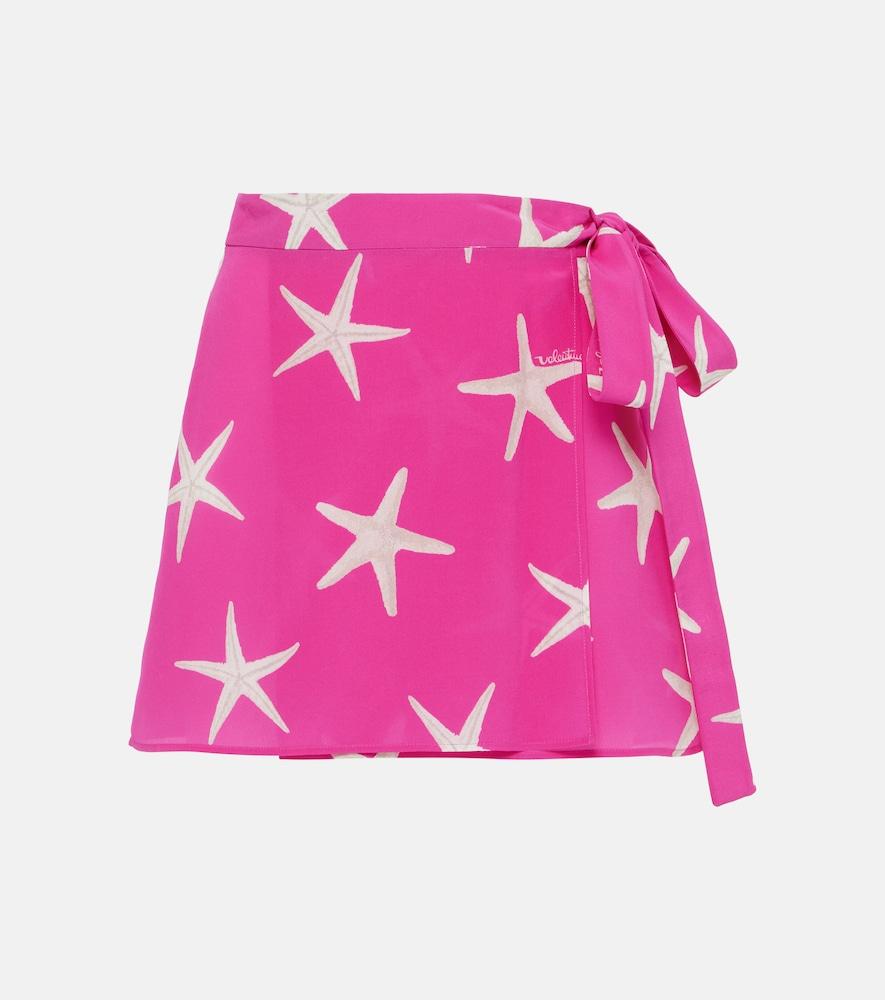 valentino printed silk wrap skirt