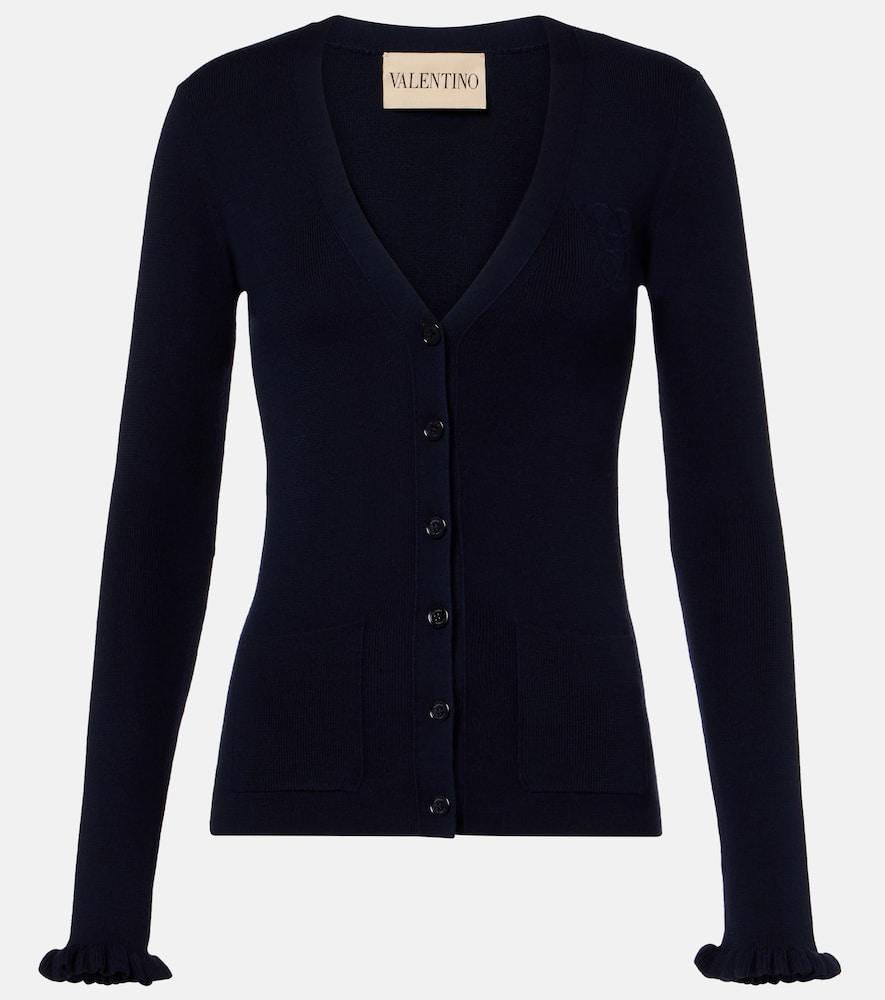 valentino ruffled virgin wool cardigan