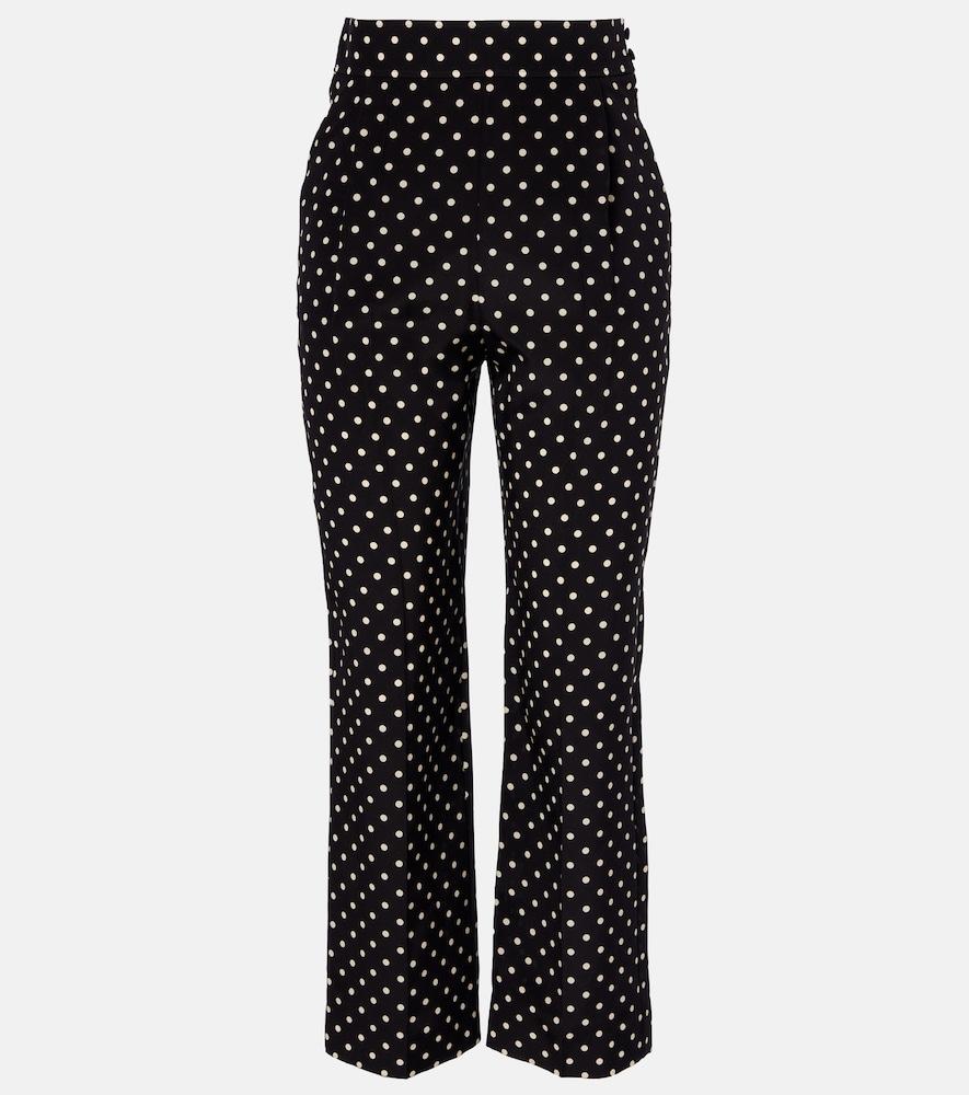 valentino silk crêpe de chine polka-dot straight pants