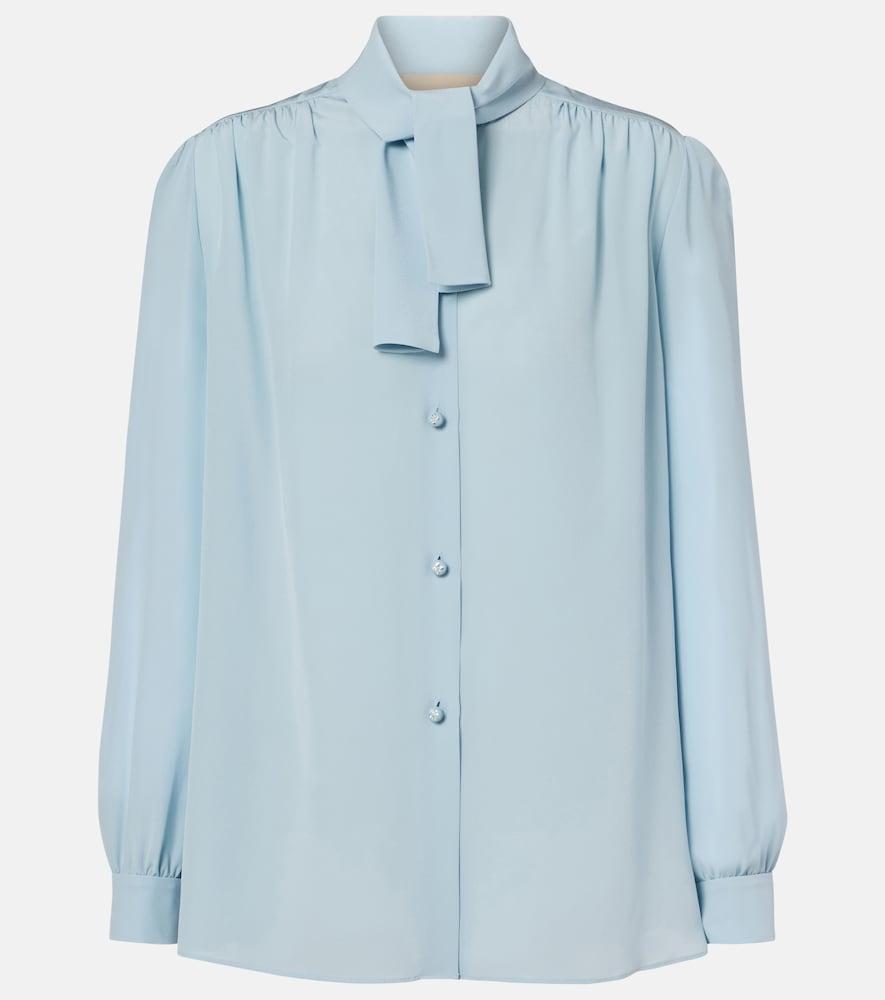 valentino tie-neck silk crêpe de chine shirt