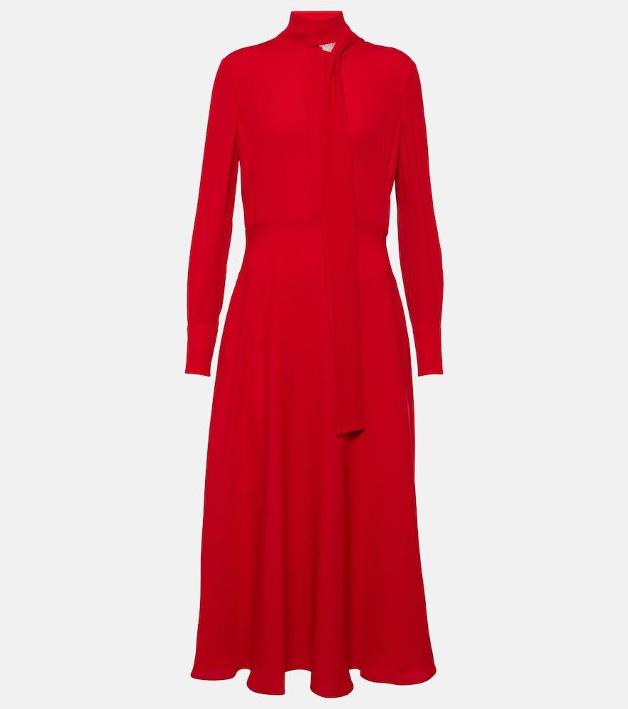 valentino tie-neck silk midi dress