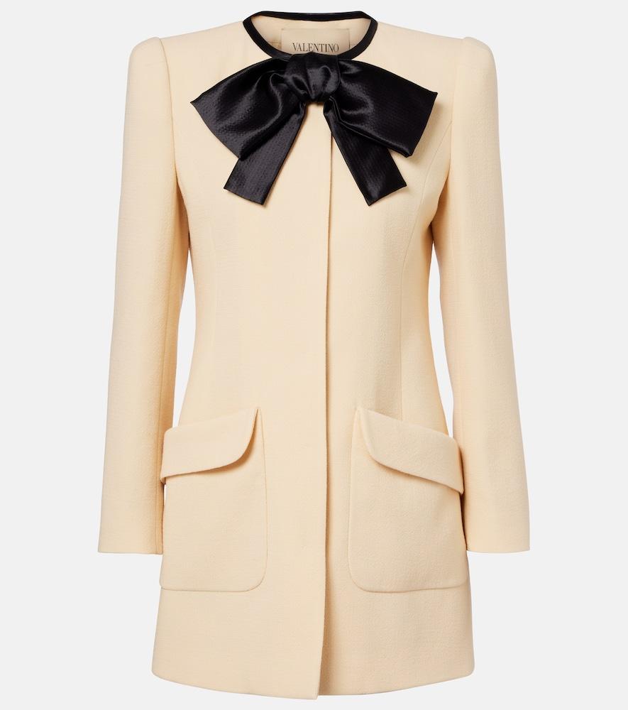 valentino tie-neck virgin wool coat