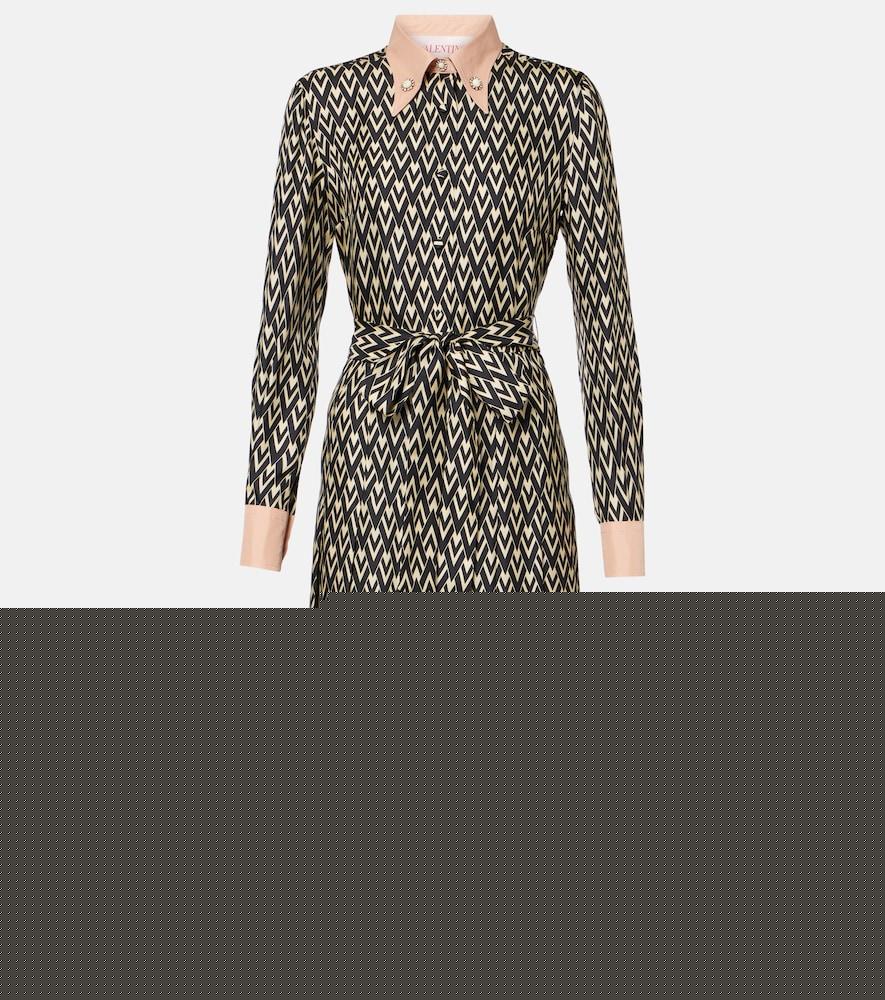 valentino toute la v silk twill shirt dress
