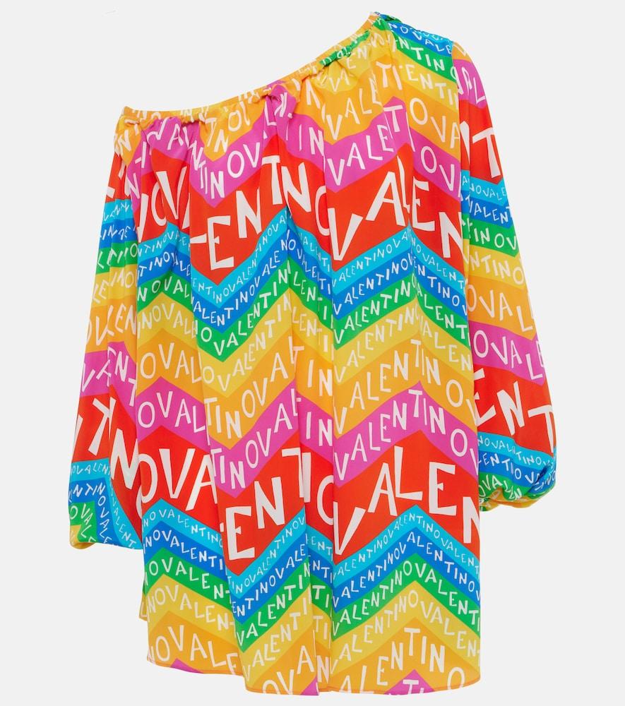 valentino valentino chevron 24 silk minidress