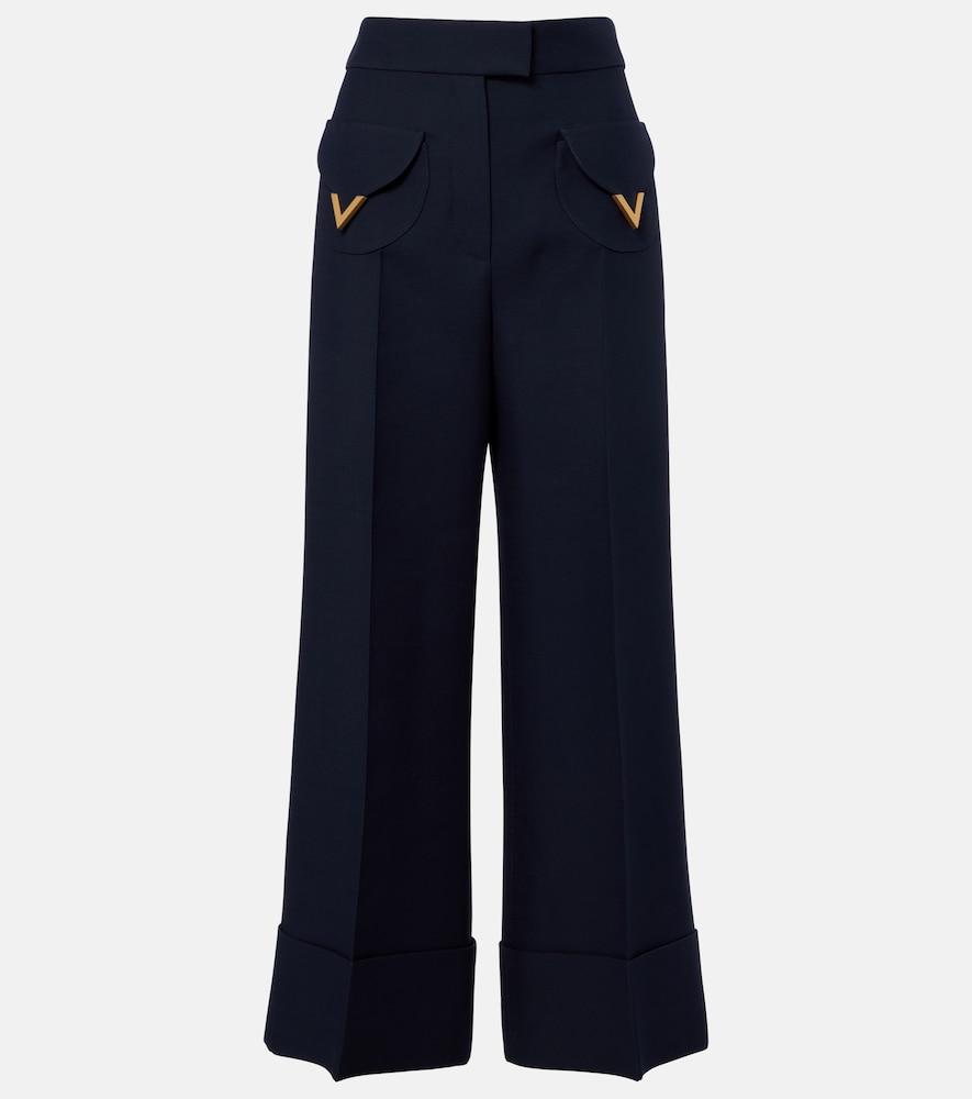 valentino vgold crepe couture wide-leg pants
