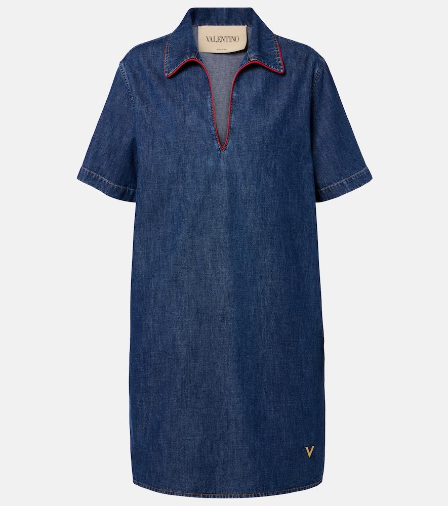 valentino vgold denim midi dress