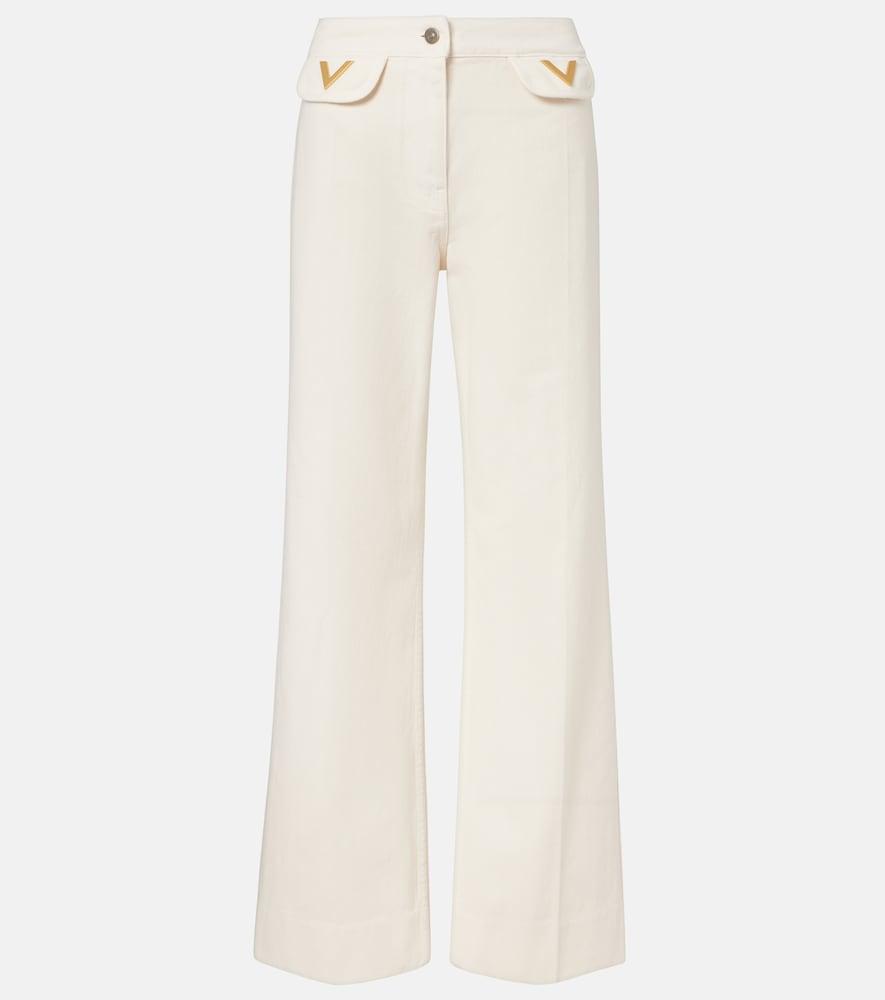 valentino vgold mid-rise wide-leg jeans