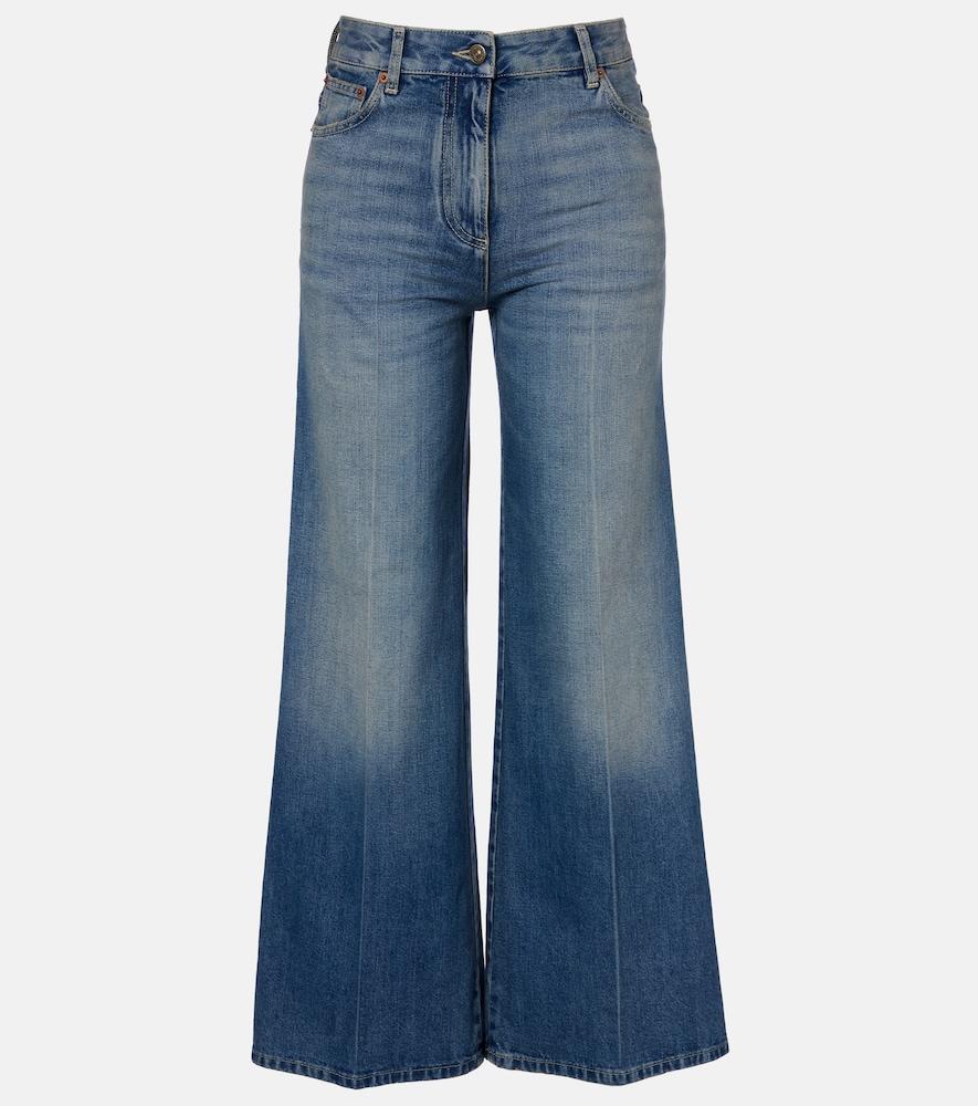 valentino vgold wide-leg faded jeans