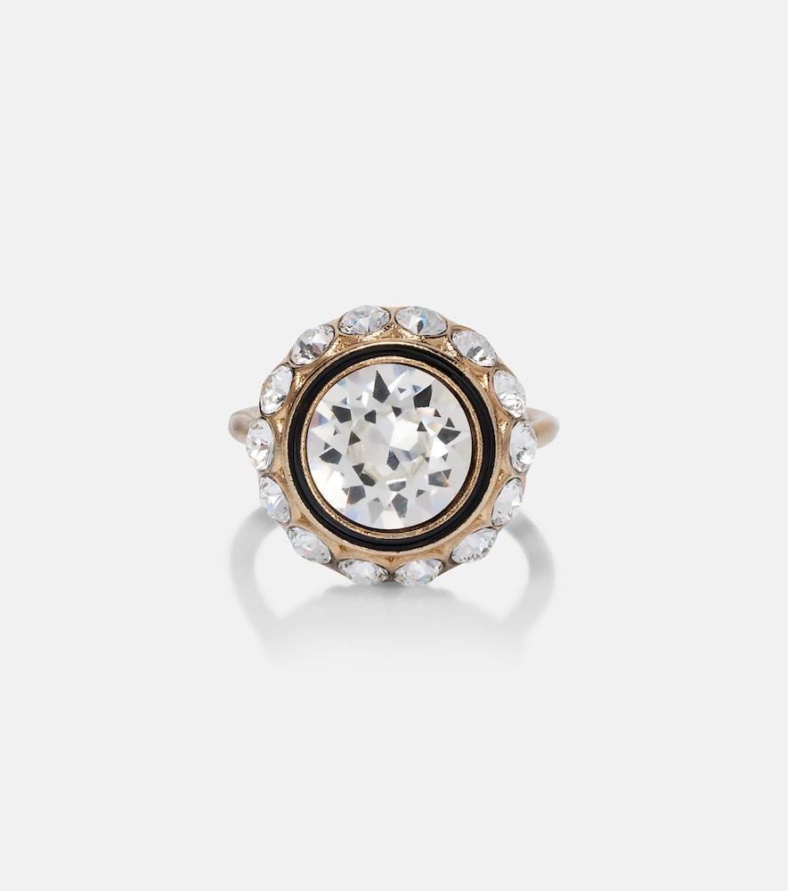 valentino vlogo crystal-embellished enamel ring