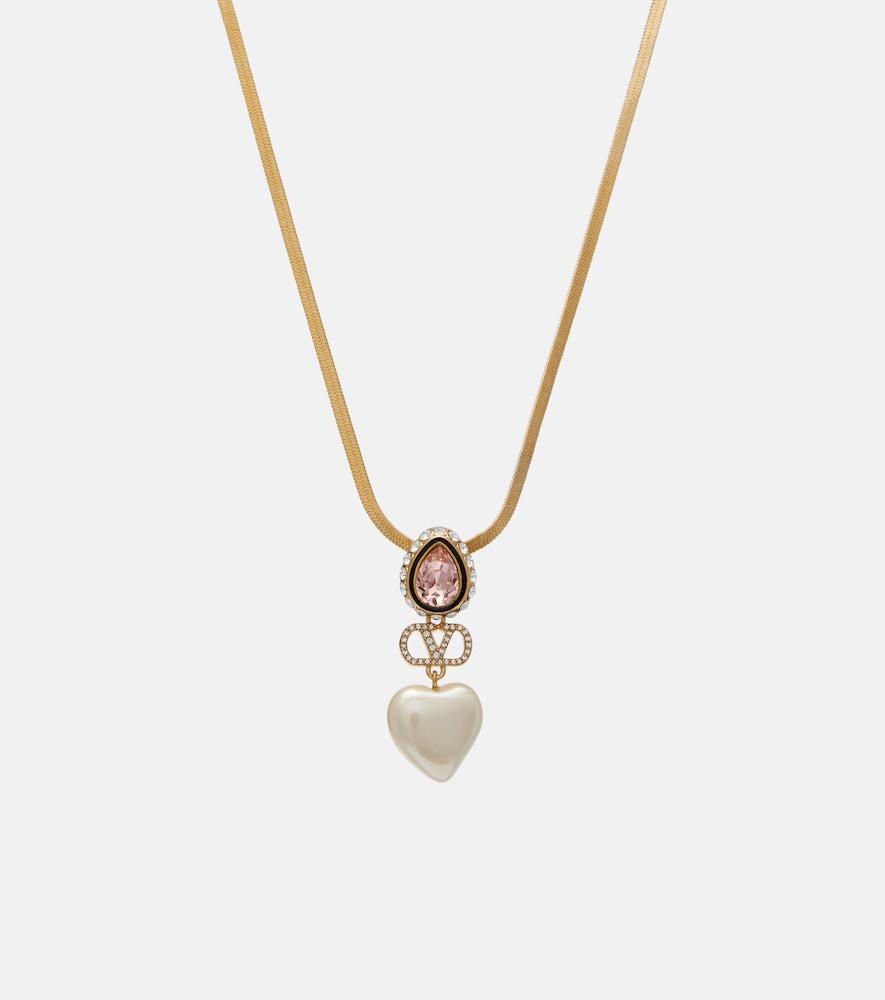 valentino vlogo embellished pendant necklace