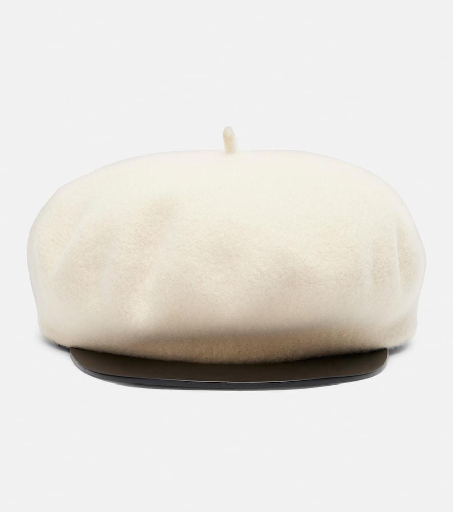 valentino vlogo leather-trimmed wool newsboy cap