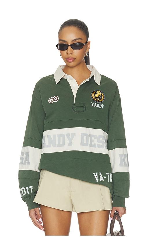 vandythepink washed long sleeve rugby in green. - size l (also in xs, s, m, xl/1x)