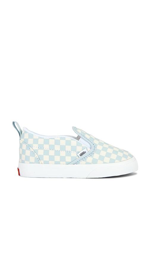 vans toddler slip-on v in blue,white. - size 7.5 (also in 8.5, 9)