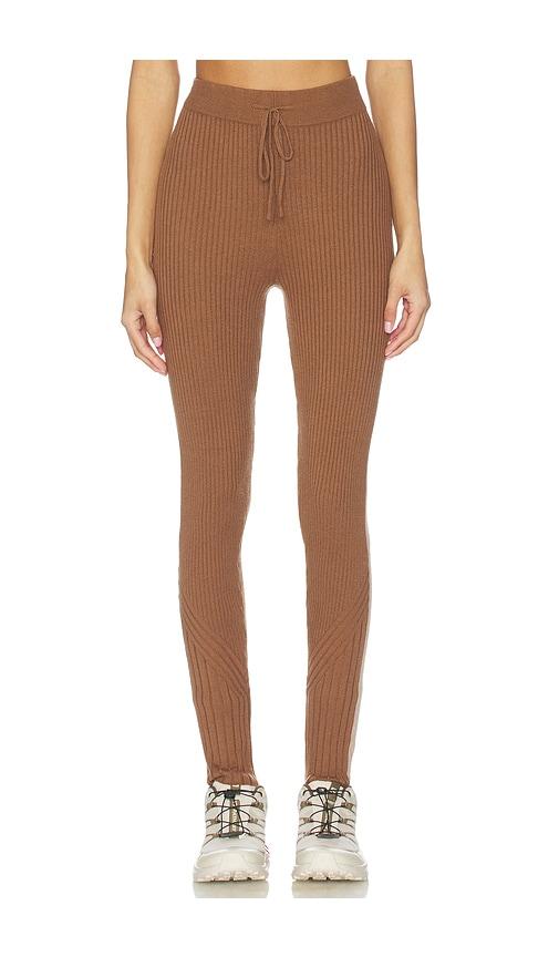 varley aiden knit legging in brown. - size l (also in s, xs, m, xl)