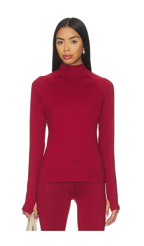 varley always warm mock neck baselayer top in burgundy. - size l (also in s, xs)