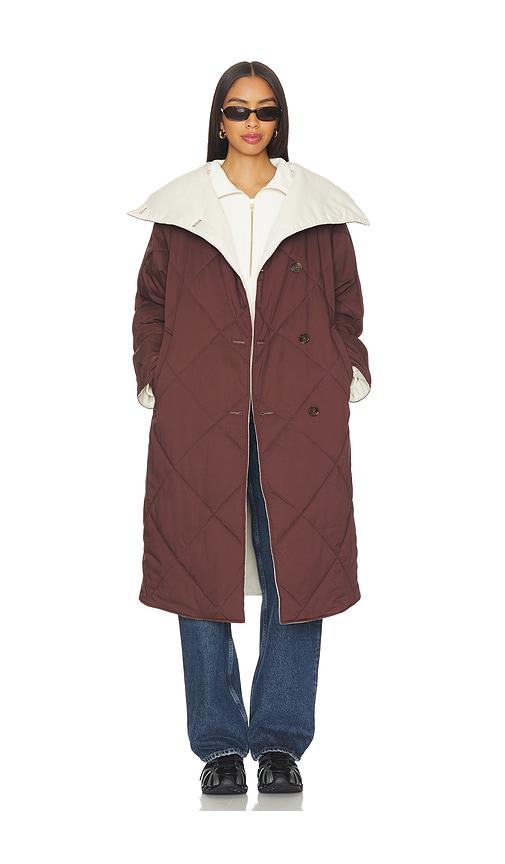 varley annalise reversible wrap coat in burgundy. - size l (also in m)