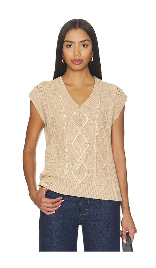 varley benedetta knit top in taupe. - size l (also in s, xxs, xs, m, xl)