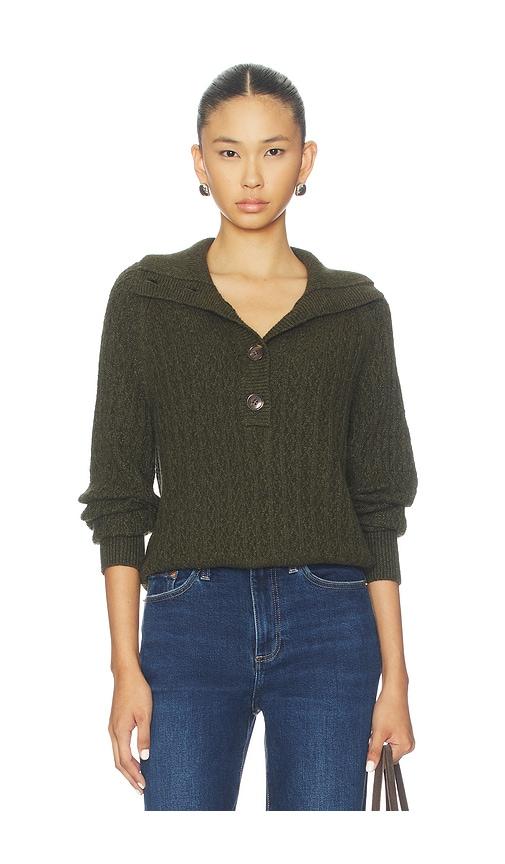 varley bridget half button sweater in olive. - size m (also in s, xs)
