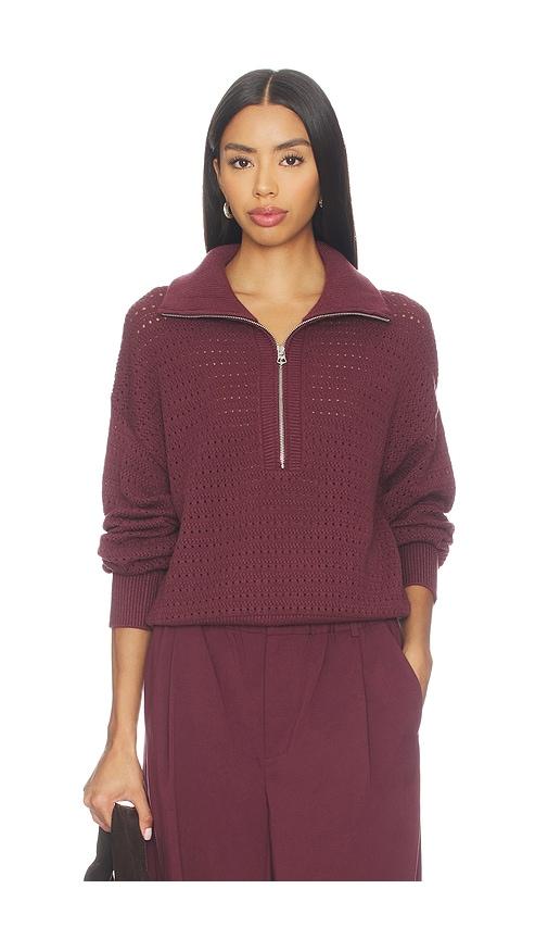 varley darla half zip knit sweater in burgundy. - size m (also in xs)