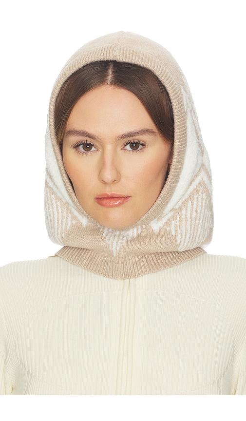 varley ethan knit hood in taupe.
