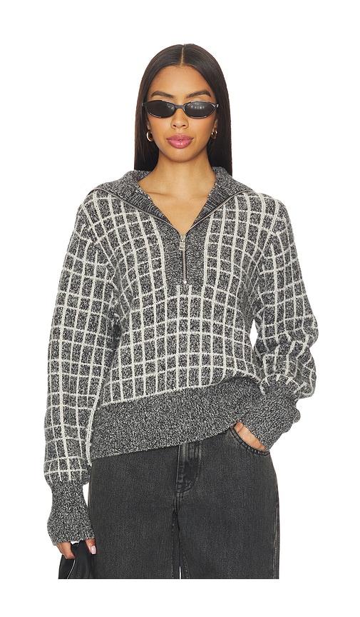 varley furley half zip knit in grey. - size l (also in s)