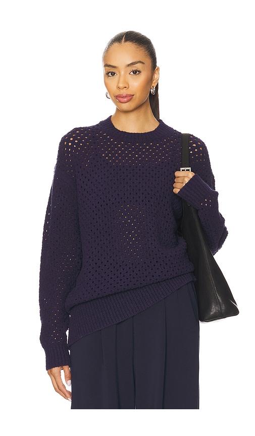 varley grady boucle knit sweater in navy. - size l (also in s, xs)