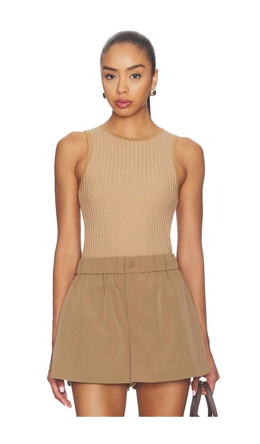 varley hanson rib knit tank top in tan. - size l (also in s, xxs, xs, m, xl)
