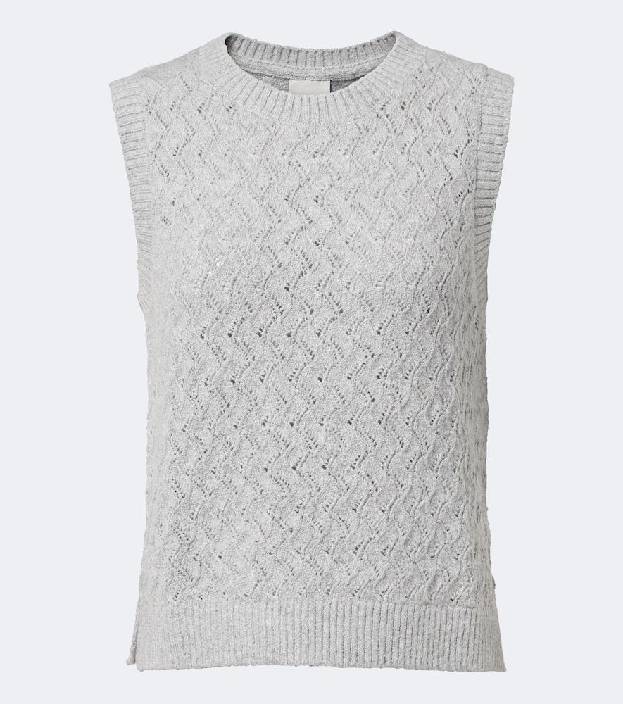varley hazen pointelle cotton-blend sweater vest