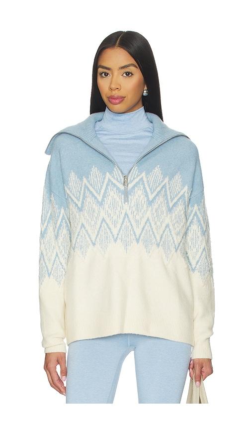 varley hedda fairisle half zip sweater in blue. - size l (also in xs)