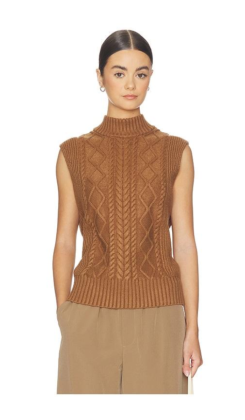 varley joilette roll neck vest top in brown. - size l (also in m, s, xl, xs)