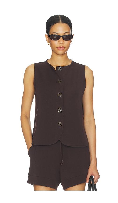 varley josie button through tank top in brown. - size l (also in s, xs, m, xl)