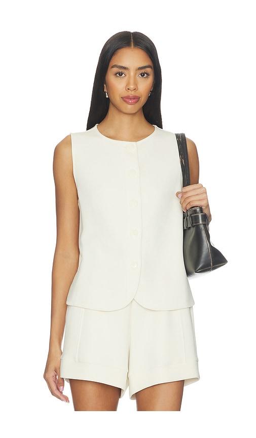 varley josie button through tank top in cream. - size l (also in s, xs, m, xl)